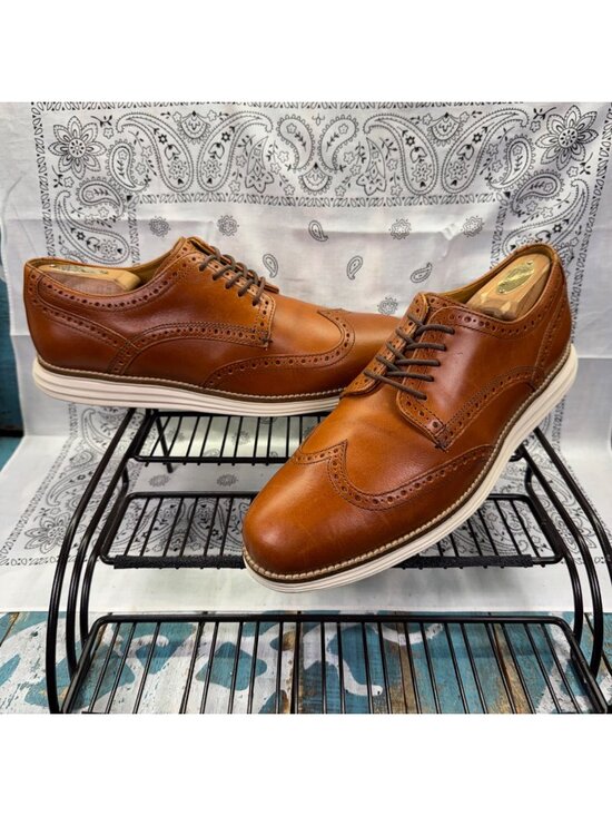 Cole Haan Grand OS Wingtip Oxford Brown Leather Shoes C22793 Mens Sz 9M EUC main image 8